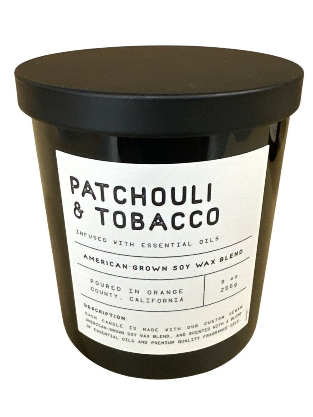 Leoben Company Patchouli & Tobacco Scented Candle 9 Oz American Soy Wax Blend